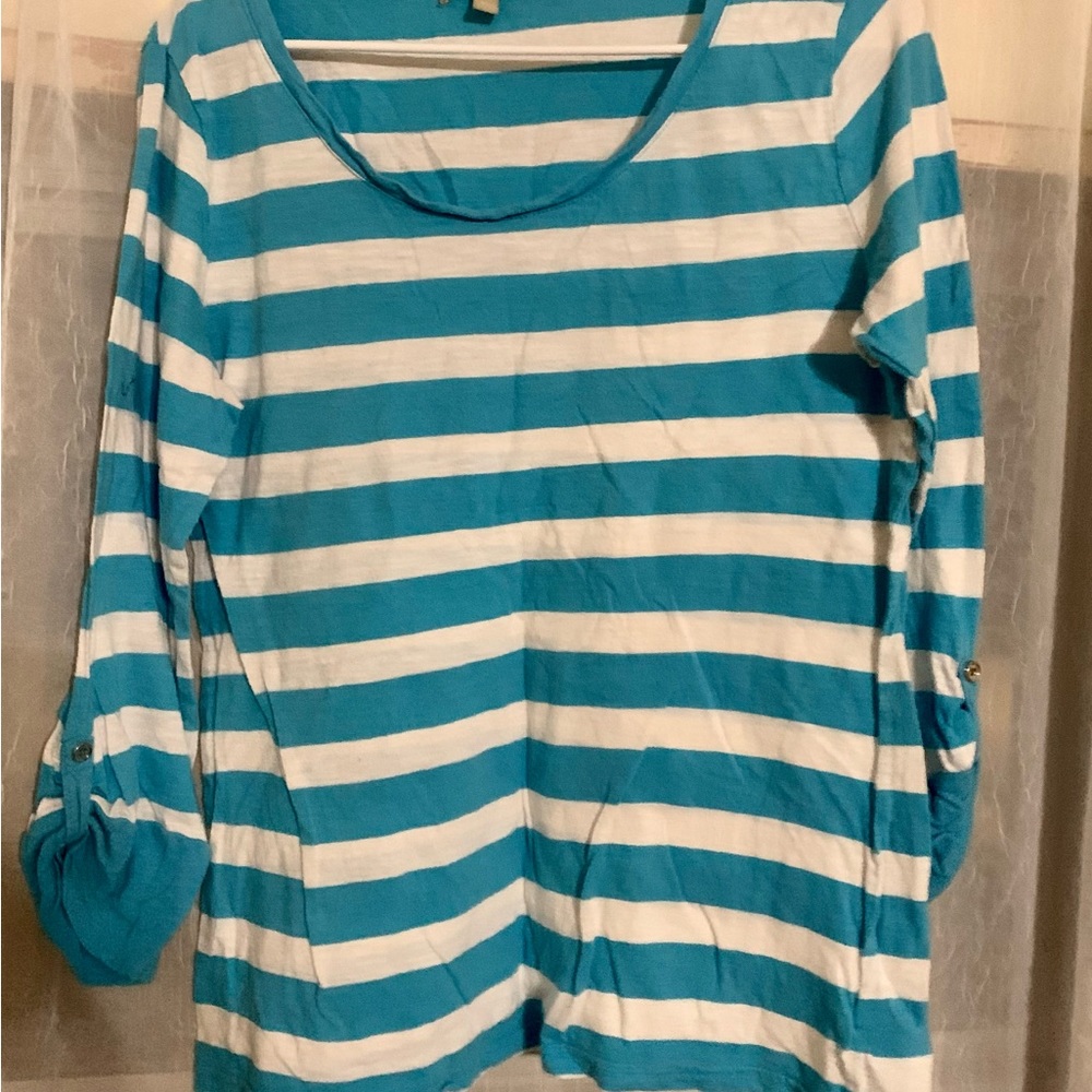Banana Republic Womens 3/4 sleeve striped large shirt